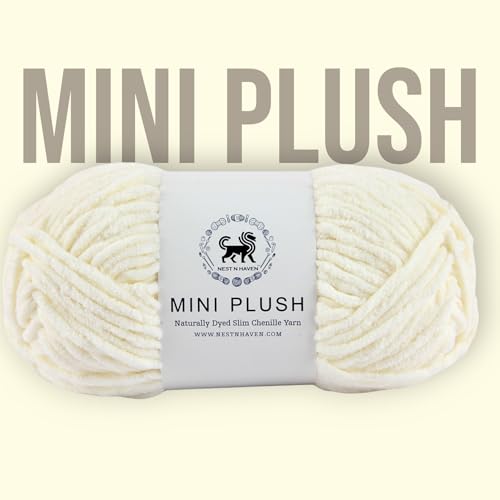 NESTNHAVEN, Wool, MINI Plush Chenille Yarn Supersoft Hand Knitting Wool Ball, (1 Ball/100 Gram Each) Ball Suitable for Craft, Babywear, Baby Blankets, 4 Medium, Shade no - NNHMP001 (Off White) - Image 3