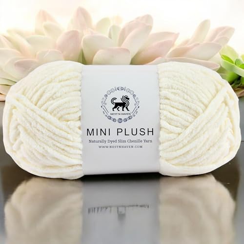 NESTNHAVEN, Wool, MINI Plush Chenille Yarn Supersoft Hand Knitting Wool Ball, (1 Ball/100 Gram Each) Ball Suitable for Craft, Babywear, Baby Blankets, 4 Medium, Shade no - NNHMP001 (Off White) - Image 4