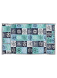 Kuber Industries Kuber Industries Floral Checks Print Fridge Cover With Side Pockets|Fridge Top Cover|Refrigerator Cover|Washable Cotton Material|6 Utility Pockets (Blue)  - Image 2