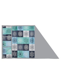 Kuber Industries Kuber Industries Floral Checks Print Fridge Cover With Side Pockets|Fridge Top Cover|Refrigerator Cover|Washable Cotton Material|6 Utility Pockets (Blue)  - Image 3