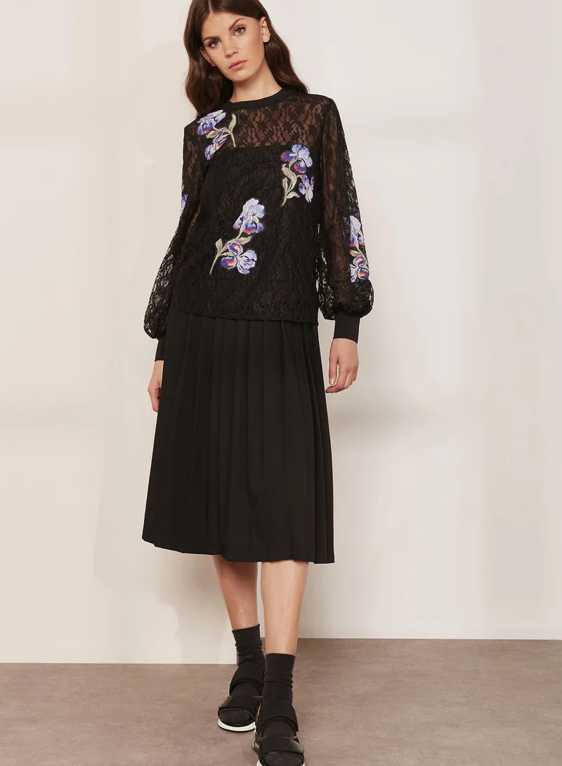 Sportmax Code Ardenne Floral Embroidered Sheer Top