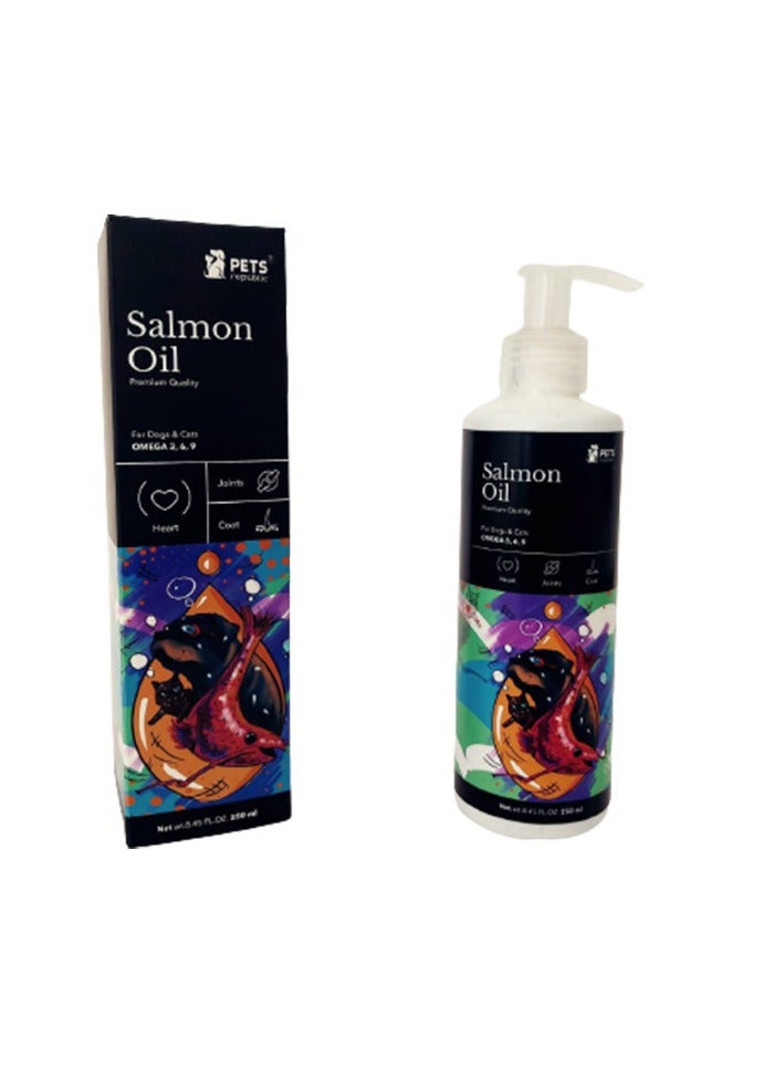 زيت السلمون لمأكولات الحيوانات الأليفة  للكلاب والقطط 250 مل