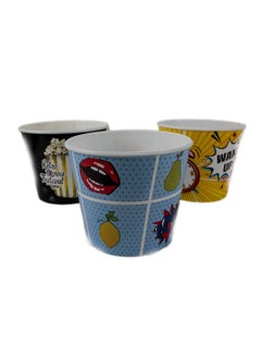 Titiz Modern Style Reusable Plastic Chips & Popcorn Containers / Popcorn Bowls for Movie Theater Night - Washable in the Dishwasher - Multi Pop Design 2200ML  - Image 3