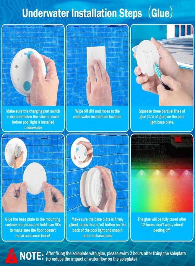YDXZBC Pool Lights, 2025 Upgraded Ultra-High Brightness Rechargeable Submersible Pool Lights with Remote, IP68 Waterproof 22 Colors Floating Light 2600mAh Magnet LED Underwater Light for Pools Hot Tub 4 PACK - Image 2