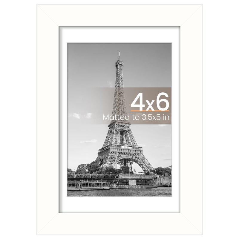 أبس سيمبلز upsimples 4x6 صورة إطار عرض الصور 3.5x5 مع حصيرة أو 4 × 6 بدون إطارات صور معلقة الجدار بيضاء 1 حزمة - Image 1
