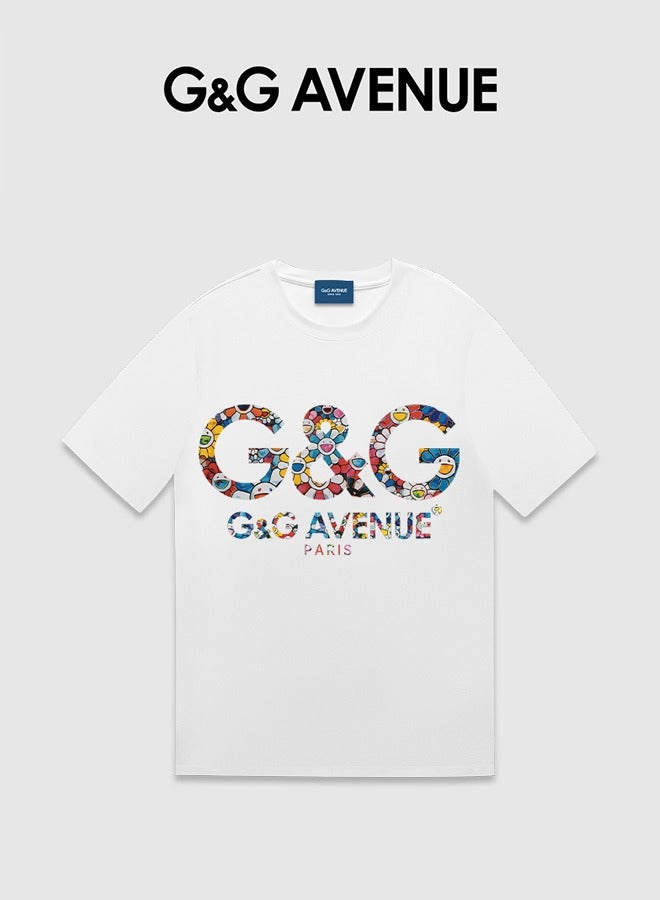G&G AVENUE Men's cotton washed color T-shirt Oversized fitting men's and women's universal short sleeved fashionable hip-hop 1/2 sleeve round neck T-shirt Heavy cotton fabric Men's - Image 1