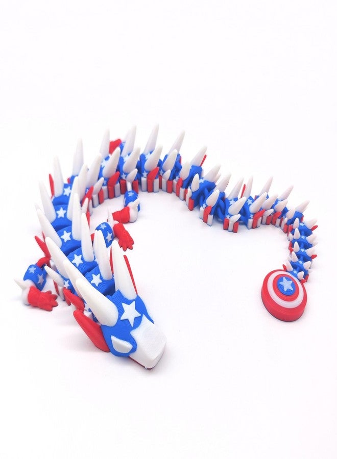 Kizcmvre 3D Printed Dragon,3D Printed Dragon Model,Flexible Articulated 3D Dragon Fidget Toy,Unique 3D Printed Animals Gift and Desktop Decoration (Blue & white-10 inch). - Image 1