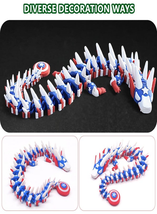 Kizcmvre 3D Printed Dragon,3D Printed Dragon Model,Flexible Articulated 3D Dragon Fidget Toy,Unique 3D Printed Animals Gift and Desktop Decoration (Blue & white-10 inch). - Image 4