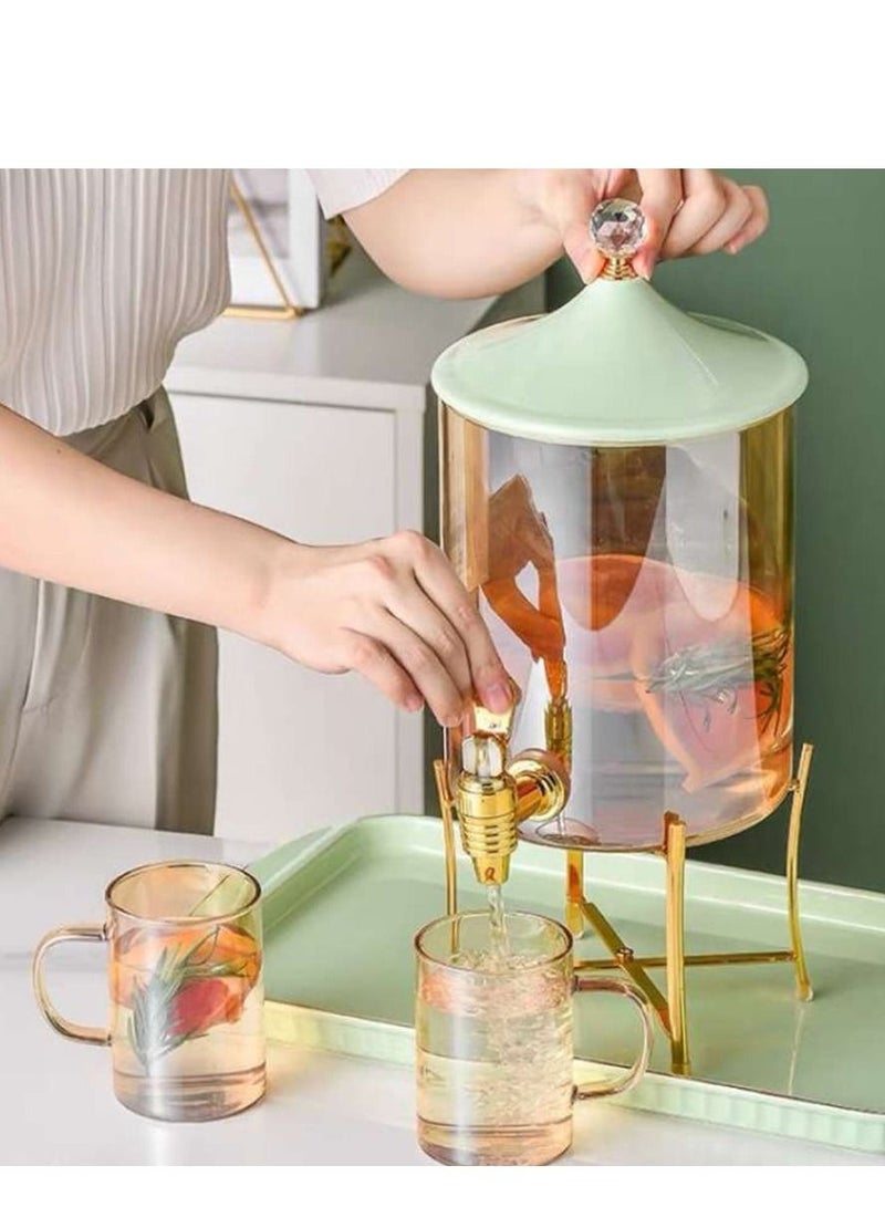 Glass drink dispenser set with cups and serving saucers with lids, add a refreshing touch to your dining table  Clear/apple - Image 2