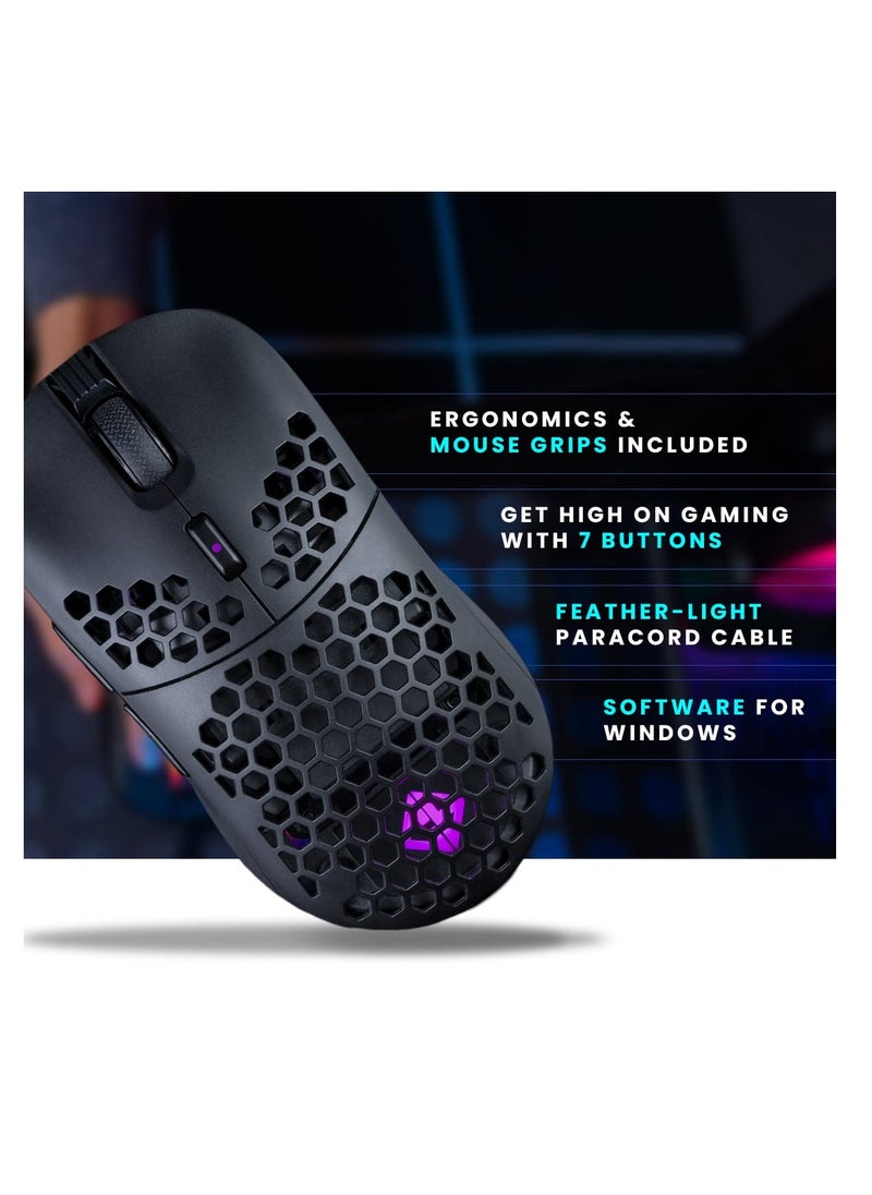 Cosmic Byte - Kilonova 3370IC PRO X-Light Wireless Gaming Mouse (Black) | 71 Grams Lightweight | Pixart 3370 Sensor | DIY Hot Swappable Switches | 0.8MM PTFE feet Adjustable Click Depth Honeycomb Design - Image 1