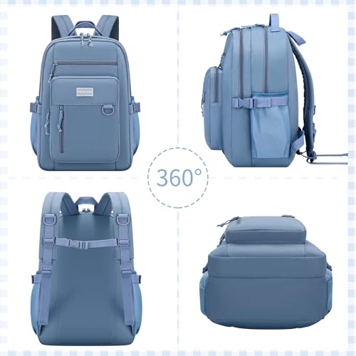 PRAGARI Kids Backpack for School Cute Aesthetic Blue Backpack Girls Student Bookbag Women Travel Lightweight Book Bag - Image 5