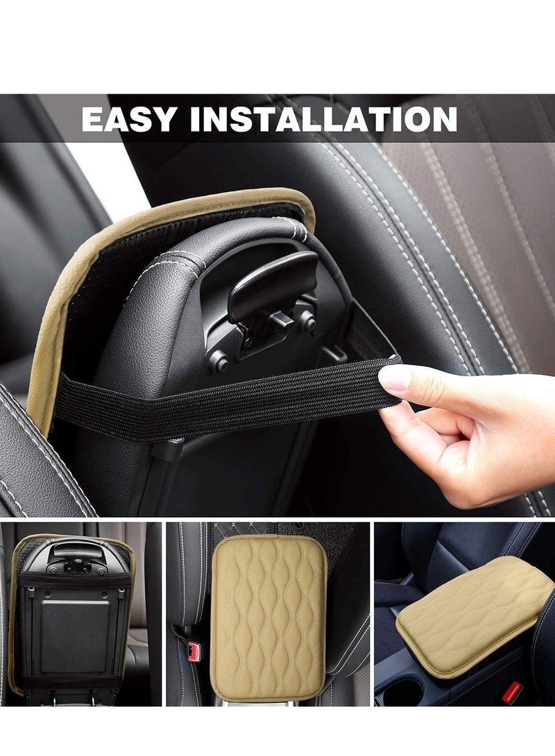 Universal Center Console Cover For Most Vehicle SUV/Truck/Car Waterproof Armrest Cover Protector Center Console Pad Beige - Image 4