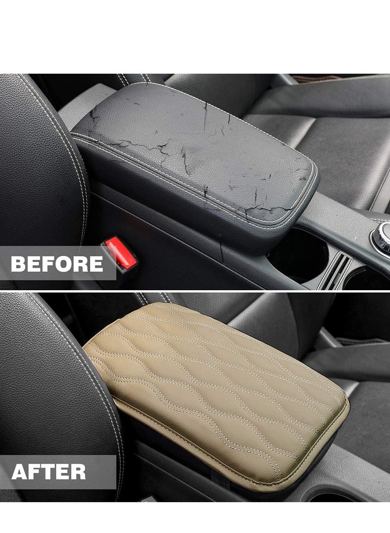 Universal Center Console Cover For Most Vehicle SUV/Truck/Car Waterproof Armrest Cover Protector Center Console Pad Beige - Image 2