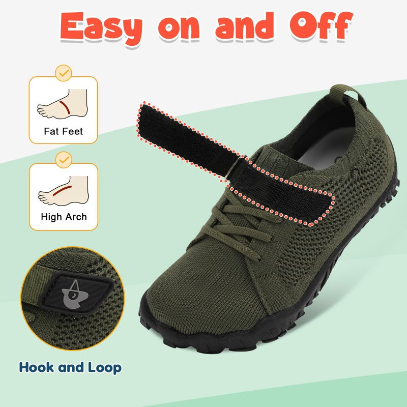 LeIsfIt Kids Barefoot Shoes Boys Girls Wide Sneakers Kids Anti-Slip Hiking Shoes Lightweight Sneakers for Toddler Little Big Kid ArmyGreen 1 Big Kid - Image 4