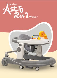 BAYBEE Astro 2 In 1 Baby Walker Round Kids Walker With 3 Adjustable Height Musical Toy Bar Baby Push Walker With Speed Adjustable Wheels Walker For Baby 6 To 24 Months Boys Girls Grey  - Image 2