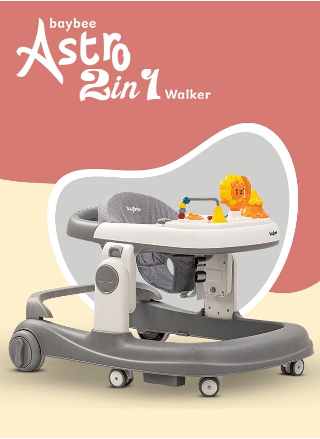 BAYBEE Astro 2 In 1 Baby Walker Round Kids Walker With 3 Adjustable Height Musical Toy Bar Baby Push Walker With Speed Adjustable Wheels Walker For Baby 6 To 24 Months Boys Girls Grey  - Image 2