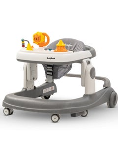 BAYBEE Astro 2 In 1 Baby Walker Round Kids Walker With 3 Adjustable Height Musical Toy Bar Baby Push Walker With Speed Adjustable Wheels Walker For Baby 6 To 24 Months Boys Girls Grey  - Image 1