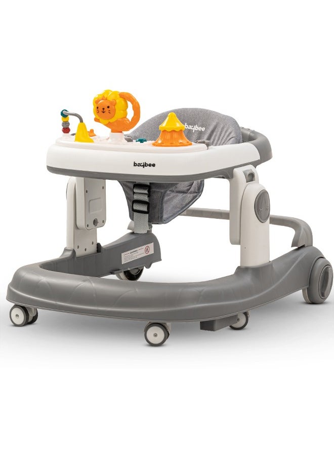 BAYBEE Astro 2 In 1 Baby Walker Round Kids Walker With 3 Adjustable Height Musical Toy Bar Baby Push Walker With Speed Adjustable Wheels Walker For Baby 6 To 24 Months Boys Girls Grey  - Image 1