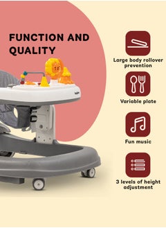 BAYBEE Astro 2 In 1 Baby Walker Round Kids Walker With 3 Adjustable Height Musical Toy Bar Baby Push Walker With Speed Adjustable Wheels Walker For Baby 6 To 24 Months Boys Girls Grey  - Image 4