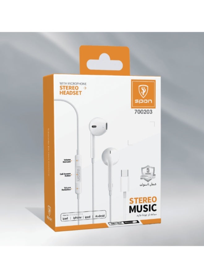 SPON Wired USB-C earphones with microphone; Type-C earphones compatible with Apple iPhone 15 and 16, iPad, Samsung Galaxy S25, S24, A53, Google Pixel, Xiaomi Redmi, Huawei Honor, Oppo, and Vivo. - Image 4