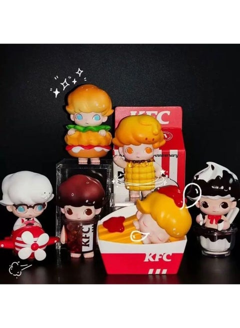 KFC KFC Joint DIMOO Blind Box Exploring Delicious Wonderland Confirmed Hand-made Hamburger Fries Country Edition-Colour:Kfc Random 4 Pieces