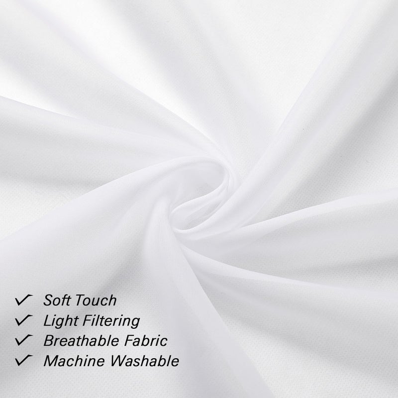 Lecloud 36 Inch White Sheer Curtains Tiers 2 PCS with Dual Rod Pockets  Airy & Breathable Half Small Curtain for Bedroom Living Room Kitchen  Voile Sheer Tiers Cafe Cupboard Decor  40X36 Inches - Image 3