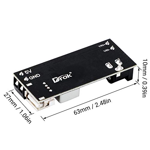 DROK Buck Converter 12v to 5v, 5A USB Voltage Regulator DC 9V-36V Step Down to DC 5V-5.3V 5.2V 3.5-6A Volt Transformer Power Supply Module for Phone Fast Charging - Image 3