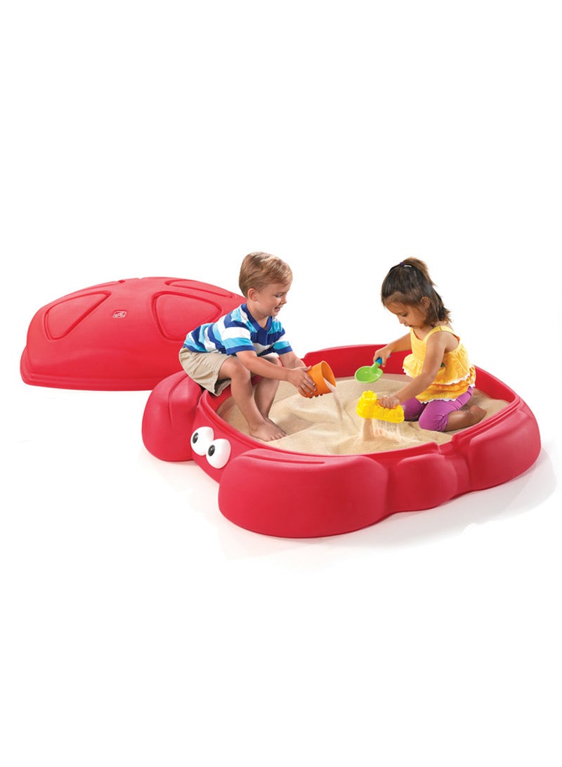 Step2 Crabbie Sandbox with Protective Shell Cover & Built-in Seats - Outdoor Sand Toy for Kids & Toddlers - Red - Image 2