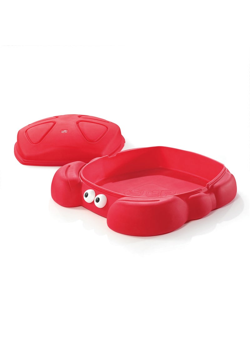 Step2 Crabbie Sandbox with Protective Shell Cover & Built-in Seats - Outdoor Sand Toy for Kids & Toddlers - Red - Image 1