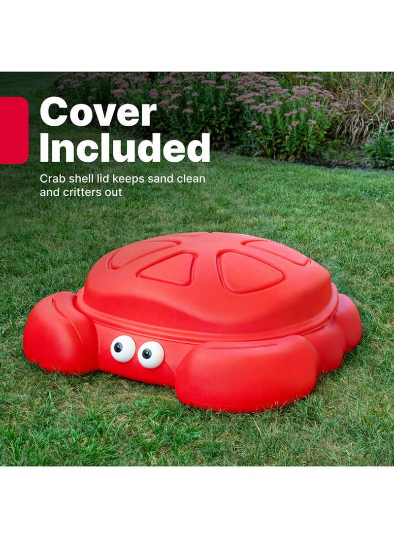 Step2 Crabbie Sandbox with Protective Shell Cover & Built-in Seats - Outdoor Sand Toy for Kids & Toddlers - Red - Image 4