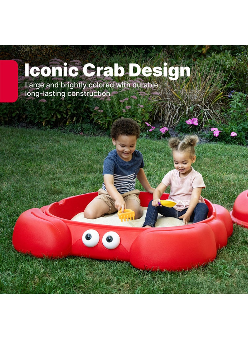 Step2 Crabbie Sandbox with Protective Shell Cover & Built-in Seats - Outdoor Sand Toy for Kids & Toddlers - Red - Image 3