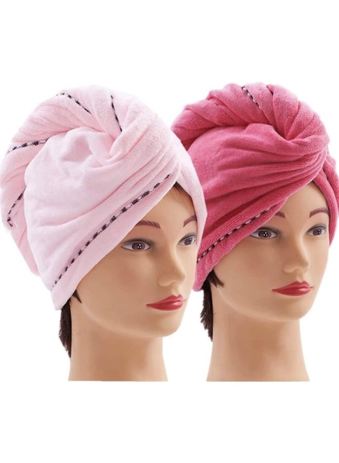 Bliss- 2 Pack Microfiber Hair Towel Wraps (Pink Red) - Image 1
