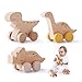 ibwaae Wooden Dinosaur Cars Montessori Toys for Babies Baby Push Car Toys Wooden Toy Vehicles Development and Infant Grasping Montessori Toys3PCS - Image 2