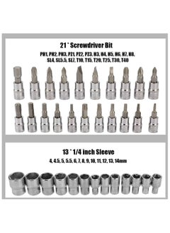 OHAHO 46 Pieces 1/4 inch Drive Socket Ratchet Wrench Set with Bit Socket Set Metric and Extension Bar for Auto Repairing and Household with Storage Case  - Image 3