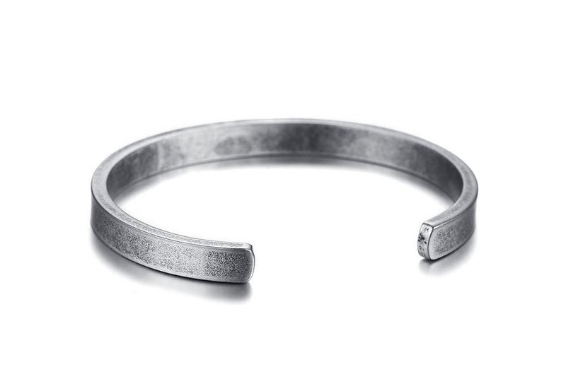 MEALGUET Stainless Steel Antique Retro Reminder Inspiration Message Quote Open Cuff Bangle Bracelets for Men,65mm - Image 5