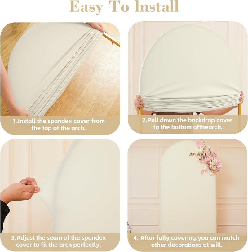 Suppromo Beige Arch Cover 3 Set - 6.6FT, 7.2FT, 8FT Beige Arch Backdrop Cover Spandex Wedding Arch Stand Covers for Baby Shower Birthday Party Wedding Bridal Shower Banquet Photo Background Decorations - Image 5