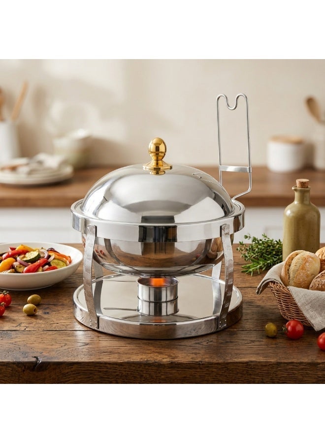 Maxima Round Stainless Steel Chaffing Dish with Lid 8 Liter - Image 1
