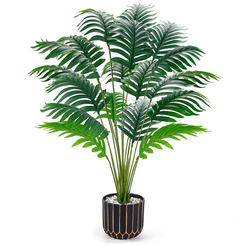 Der Rose 28" Fake Palm Tree Large Artificial Potted Plants Indoor for Home Porch Patio Living Room Bathroom Outdoor Decor - Image 1