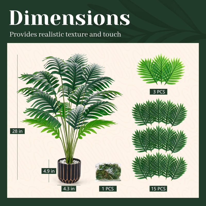 Der Rose 28" Fake Palm Tree Large Artificial Potted Plants Indoor for Home Porch Patio Living Room Bathroom Outdoor Decor - Image 3