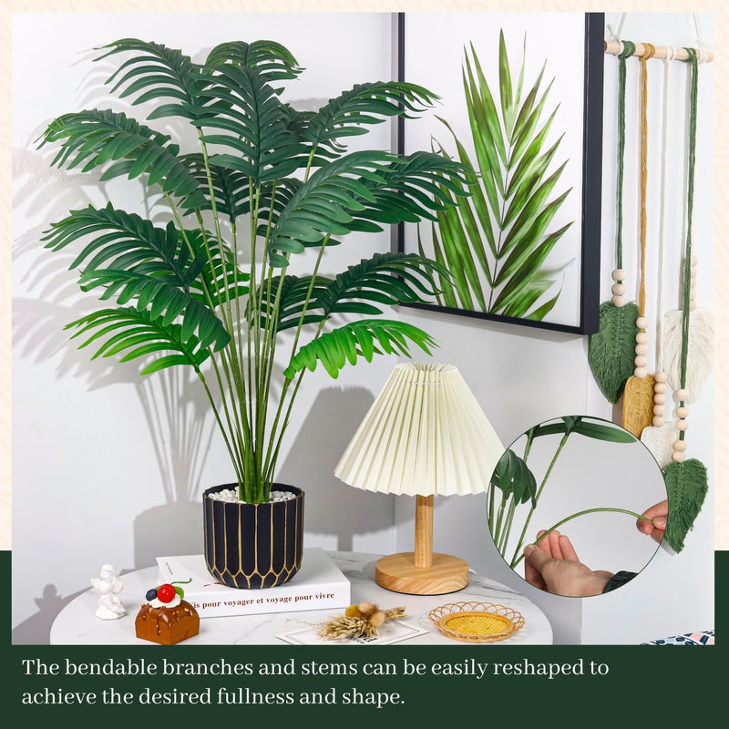 Der Rose 28" Fake Palm Tree Large Artificial Potted Plants Indoor for Home Porch Patio Living Room Bathroom Outdoor Decor - Image 2