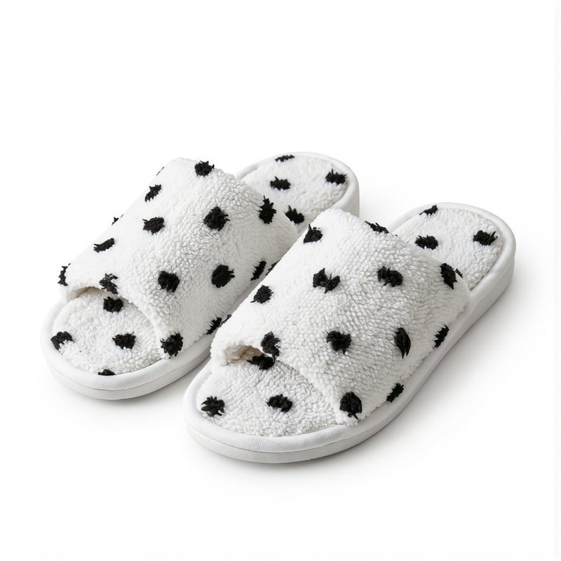 Portable Travel Polka Dot Slippers Foldable Open Toe Non-Slip Lightweight Pink 36-37 - Image 4