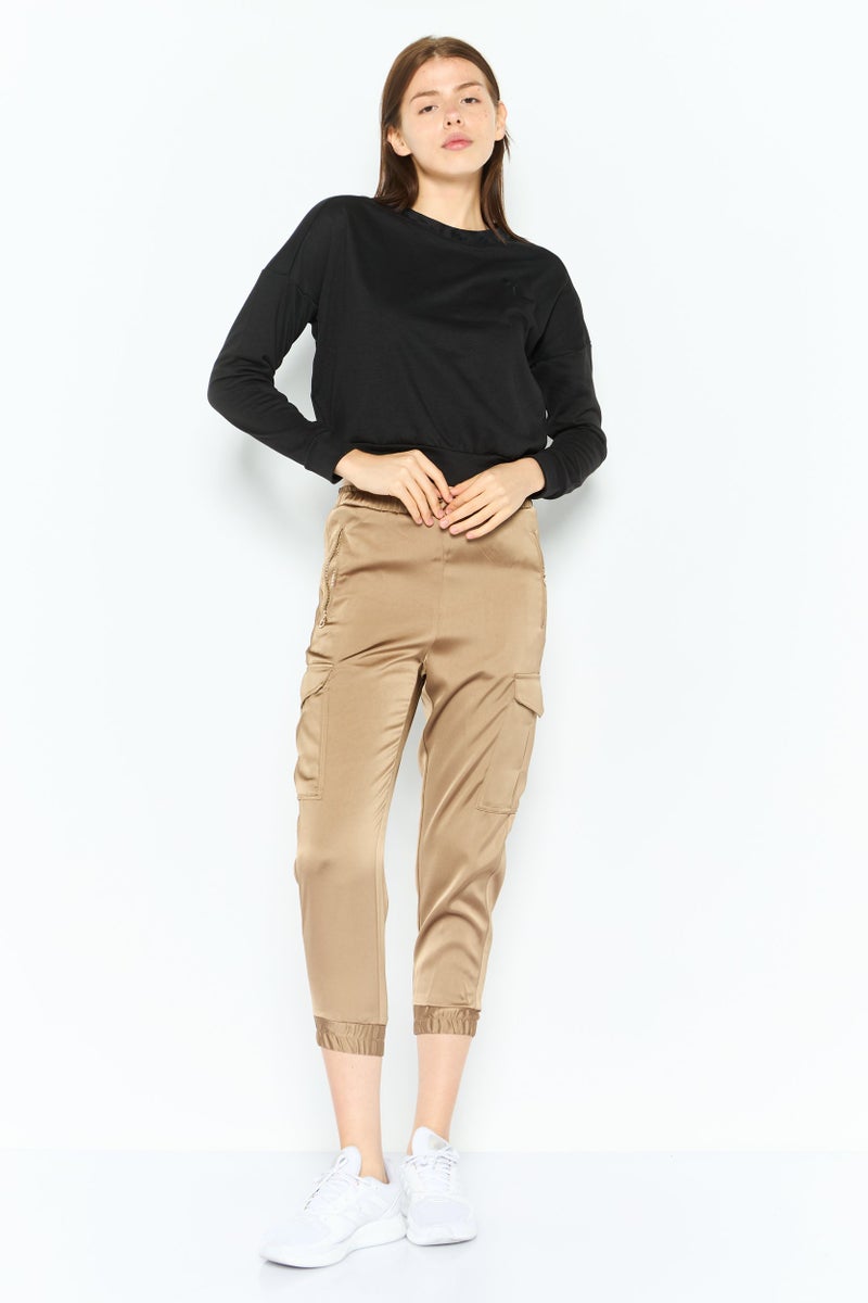 PUMA سويت شيرت رياضي نسائي بأكمام طويلة، أسود - Image 4