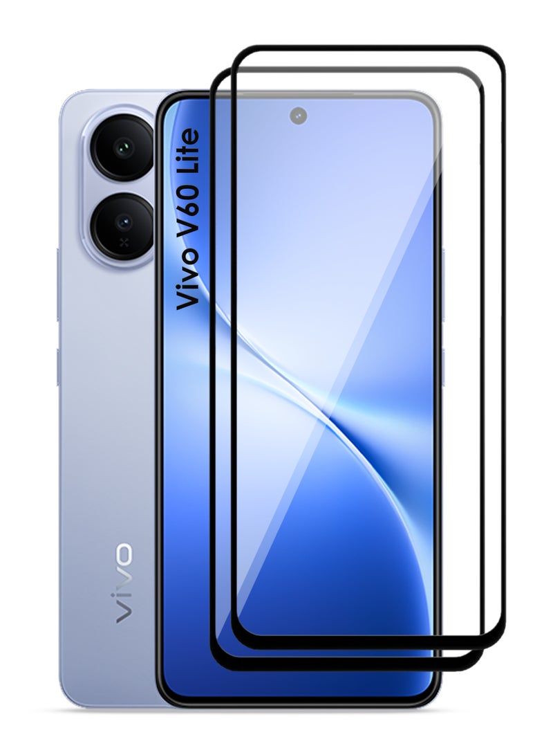 Vivo V60 Lite Screen Protector 2 Pack - Premium Full Screen Tempered Glass For Vivo V60 Lite, High Transparency, Delicate Touch, Anti-Explosion, Smooth Arc Edges, Easy Installation - Image 1