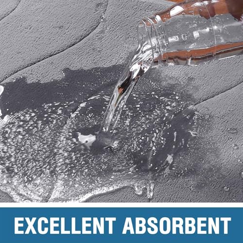 Flamingo P Memory Foam Bath Mat for Bathroom Non Slip Quick Dry Super Water Absorbent Shower Rug,24x17,Grey - Image 3