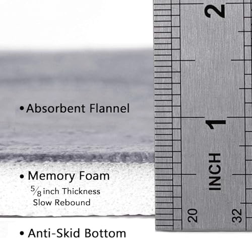 Flamingo P Memory Foam Bath Mat for Bathroom Non Slip Quick Dry Super Water Absorbent Shower Rug,24x17,Grey - Image 4