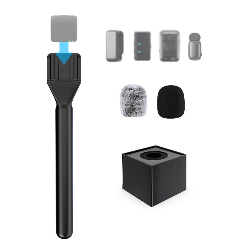 ZealSound مقبض ميكروفون ZealSound لـ DJI Mic Mini/2/3، RODE Wireless GO 2/3، Hollyland Lark M1/C1، BOYA Mini والمزيد، حامل ميكروفون لافاليير لاسلكي للمقابلات، الفلوج، يوتيوب، تيك توك، التقارير - Image 1