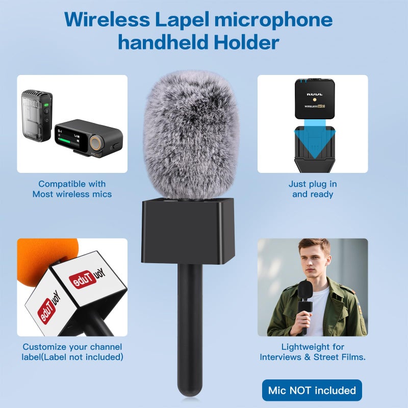 ZealSound مقبض ميكروفون ZealSound لـ DJI Mic Mini/2/3، RODE Wireless GO 2/3، Hollyland Lark M1/C1، BOYA Mini والمزيد، حامل ميكروفون لافاليير لاسلكي للمقابلات، الفلوج، يوتيوب، تيك توك، التقارير - Image 2