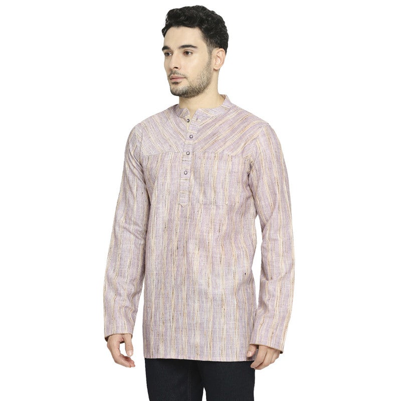 ARCHATTIRE كُرتا رجالي بأكمام كاملة من بولي قطن بلون ليلك - Image 2