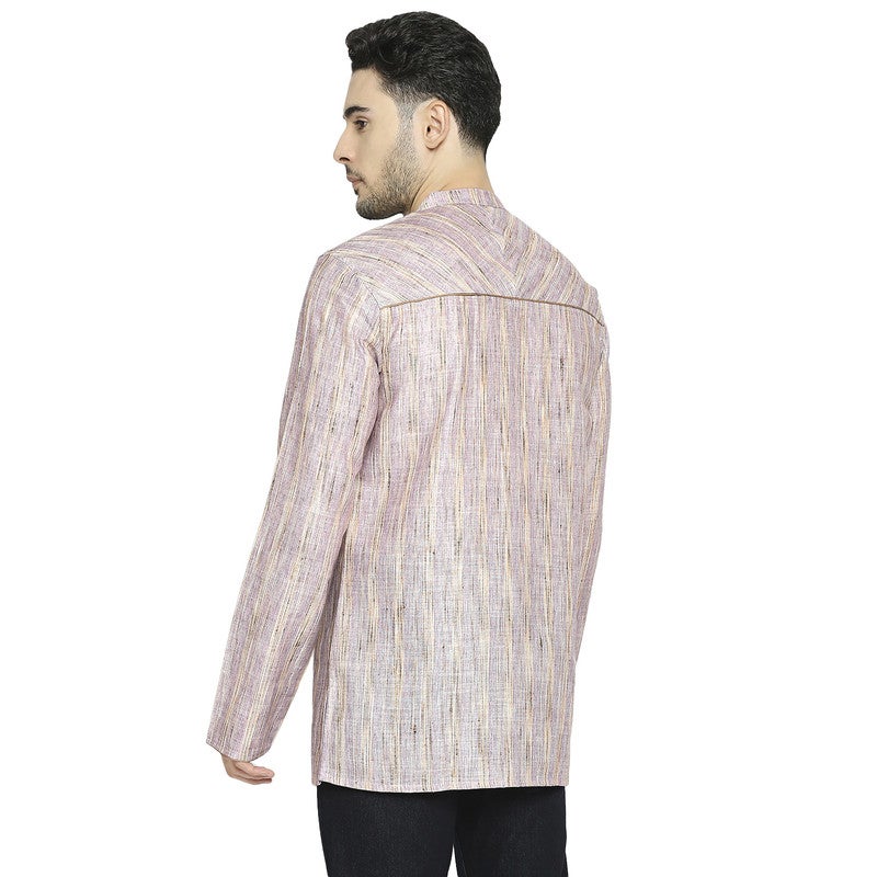 ARCHATTIRE كُرتا رجالي بأكمام كاملة من بولي قطن بلون ليلك - Image 4