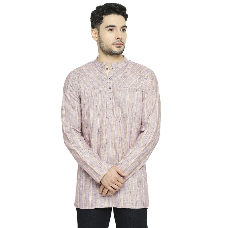ARCHATTIRE كُرتا رجالي بأكمام كاملة من بولي قطن بلون ليلك - Image 1